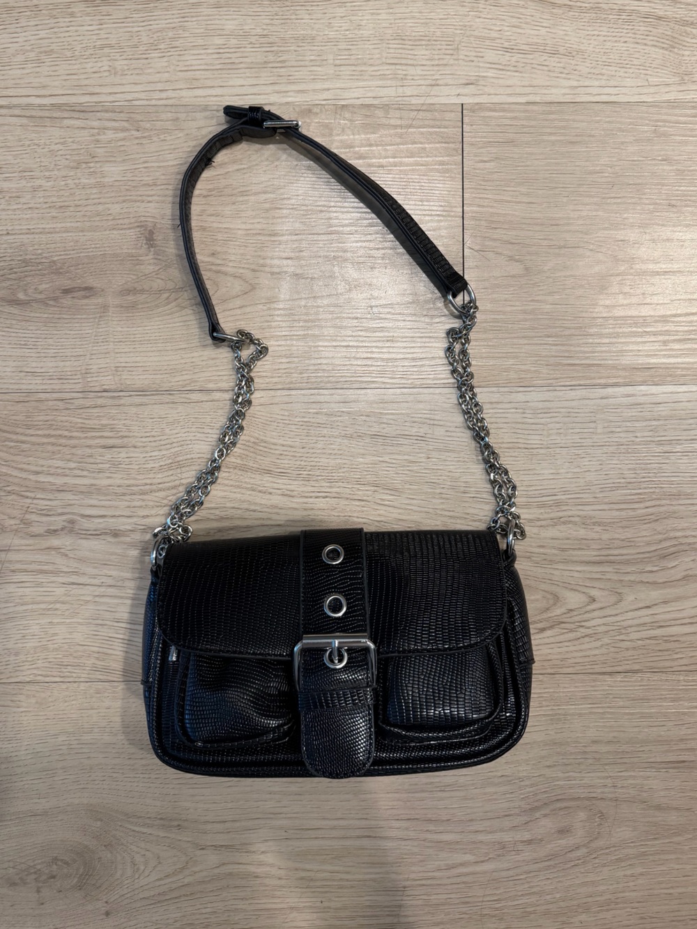 y2k Black Chain Strap Shoulder Bag